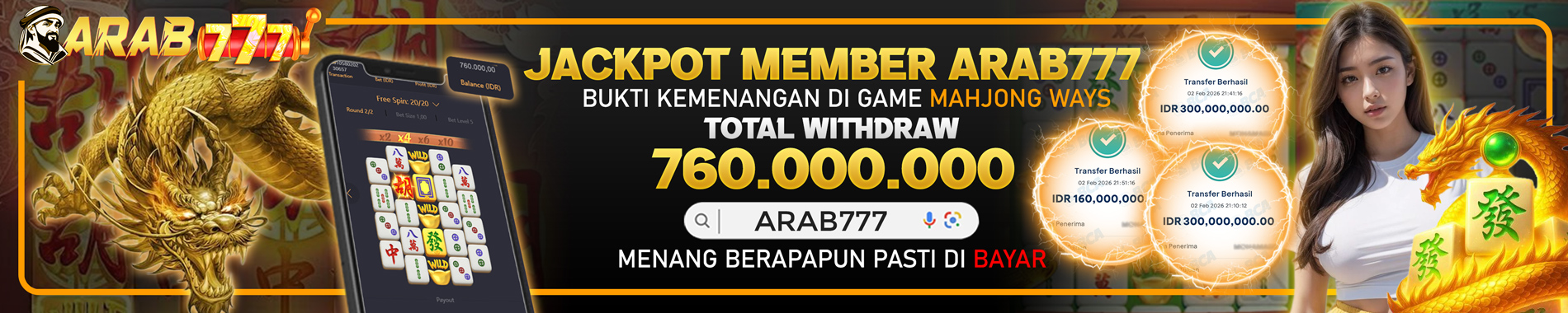 JACKPOT MEMBER ARAB777 PG SOFT